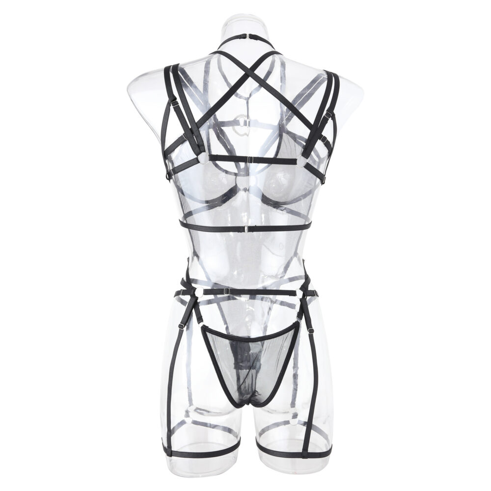 Läpinäkyvä ja mukava seksikäs haalari, jossa on lisävaljaat rintaliivit ja pikkuhousut - Alusvaatteiden tukkumyynti