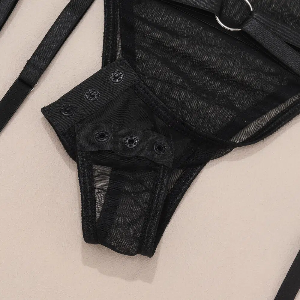 Macacão Sexy Conforto Transparente com Sutiã e Calcinha com Arnês Extra - Detalhes de Lingerie Atacado Entrepernas