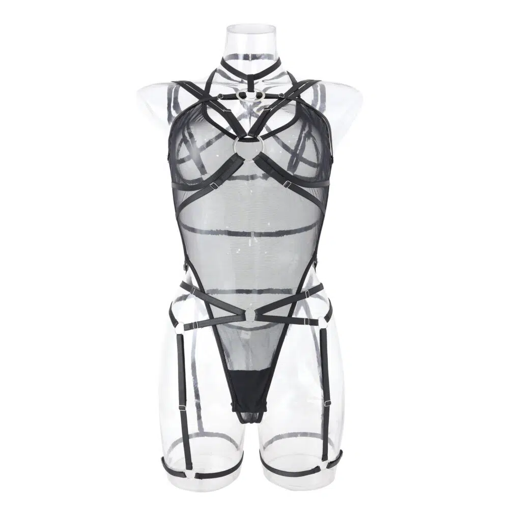Macacão Sexy Confortável Transparente com Sutiã e Calcinha Extra Harness - Wholesale Lingerie Fornt View