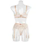 Sheer Mesh Beige Bra Set of 3 with Embroidered Detailing Back Details Sheer Mesh Beige Bra Set of 3 with Embroidered Detailing Back Details