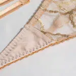 Sheer Mesh Beige Bra Set of 3 with Embroidered Detailing Crotch Details Sheer Mesh Beige Bra Set of 3 with Embroidered Detailing Crotch Details