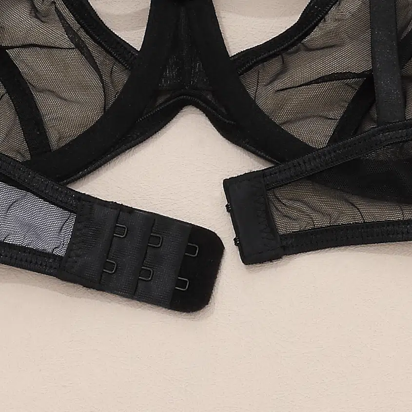 Chic Sexy Lingerie Mesh Bra Set with Cross Hollow Panty - Wholesale Lingerie Back Details Chic Sexig Underkläder Mesh BH Set med Cross Hollow Trosa - Partihandel Underkläder Back Detaljer
