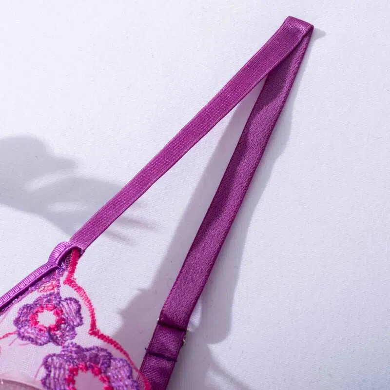 Sexy transparentes dreiteiliges Unterwäscheset mit abnehmbarem BH vorne – Großhandel für Dessous mit Trägerdetails