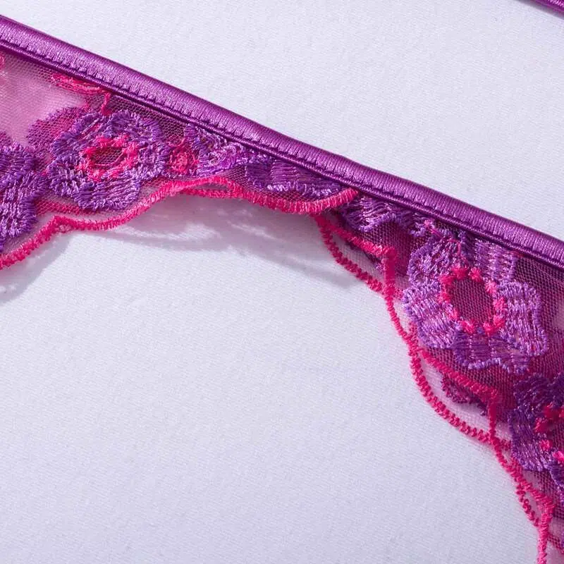 Sexy transparentes dreiteiliges Unterwäscheset mit abnehmbarem BH vorne – Großhandel mit Dessous-Taillendetails