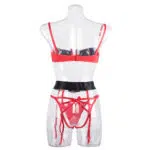 Impressionante conjunto de sutiã de Natal com laços e detalhes largos nas costas Impressionante conjunto de sutiã de Natal com laços e detalhes largos nas costas