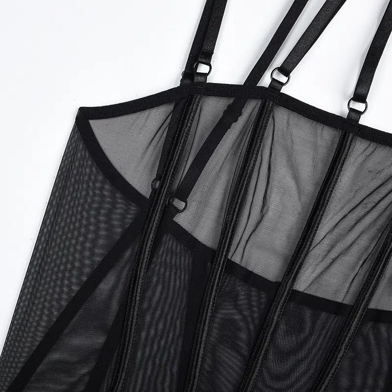 Engros Cross Straps Push-Up BH Lingeri Sæt med Metal Ringe Strapy detaljer