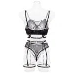 Wholesale Fashionable Hollow Sexy Bra Set with Fishnet Detailing Back View
