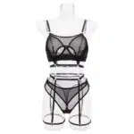Wholesale Fashionable Hollow Sexy Bra Set with Fishnet Detailing Front View