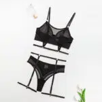 Wholesale Fashionable Hollow Sexy Bra Set with Fishnet Detailing Over View