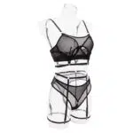 Wholesale Fashionable Hollow Sexy Bra Set with Fishnet Detailing Side View