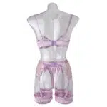 Conjunto de lencería sexy para mujer, nuevo estilo, venta al por mayor, con bordado floral, vista posterior