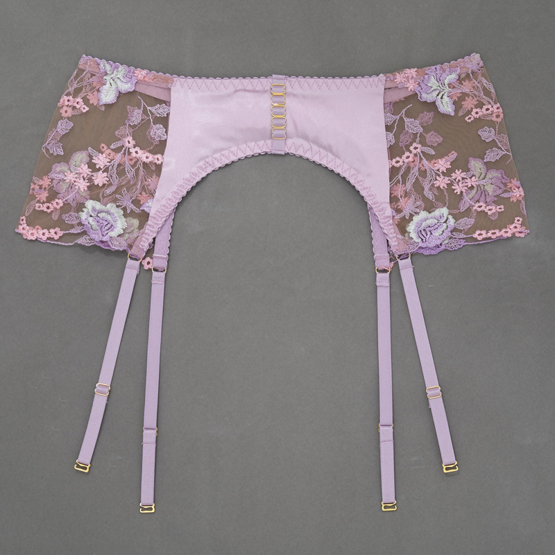 Wholesale New Style Sexy Lingerie Women's Set with Floral Embroidery Garter Details Оптовый комплект сексуального женского белья нового стиля с подвязками с цветочной вышивкой