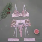 Conjunto de lencería sexy para mujer, nuevo estilo, venta al por mayor, con bordado floral, vista general