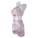 Conjunto de mujeres al por mayor de lencería sexy de nuevo estilo con vista lateral de bordado floral