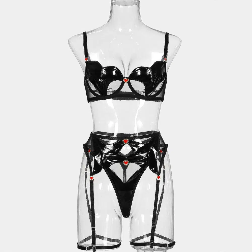 Wholesale Elegant See-Through Sexy Suit with Love Pendant Front View