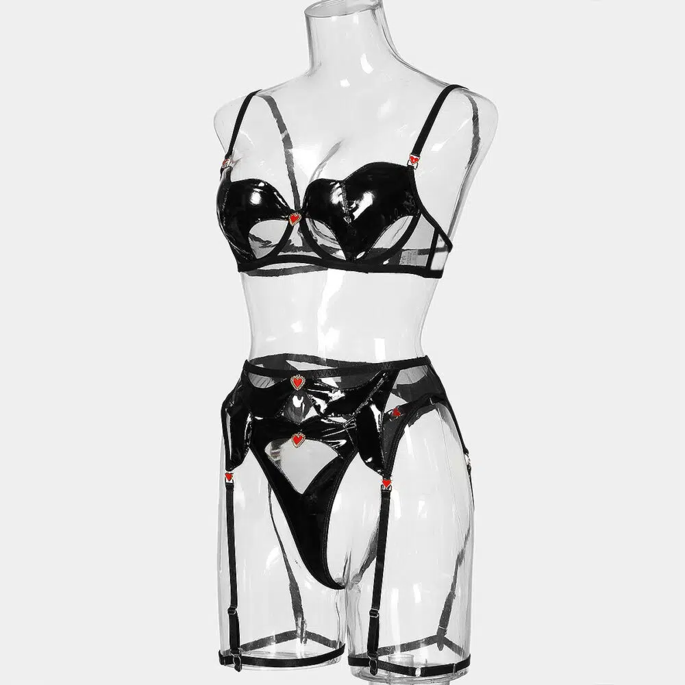 Wholesale Elegant See-Through Sexy Suit with Love Pendant Side View