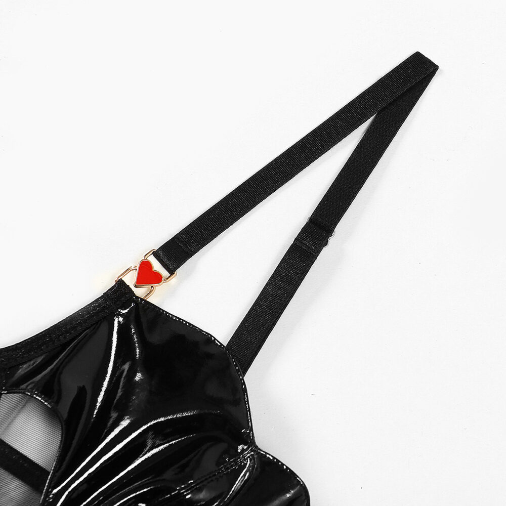 Traje sexy transparente elegante al por mayor con detalles de tiras con colgante de amor