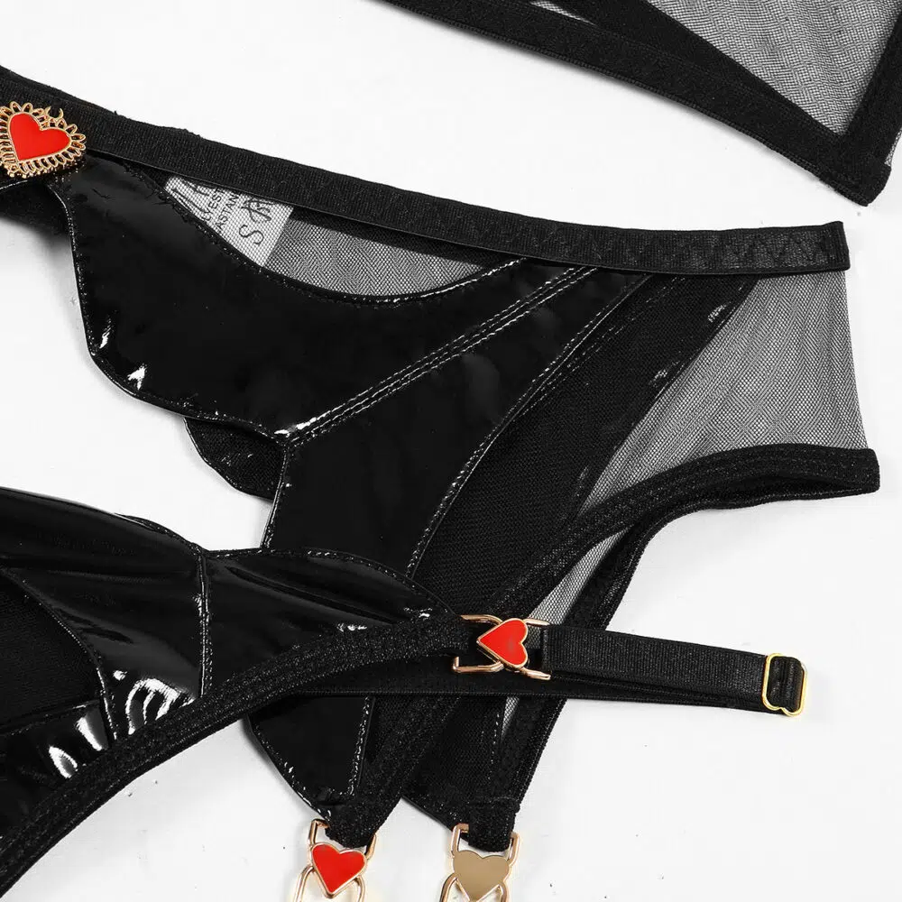 Wholesale Elegant See-Through Sexy Suit with Love Pendant garter Details