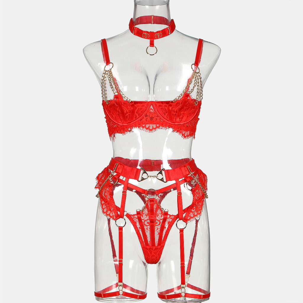 Sexy Strappy Half Cup Bra Set
