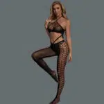 Wholesale Halter Bra Bodystocking Set with Hollow Honeycomb Design Side Display