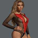 Vente en gros de bas de corps en dentelle à manches longues avec modèle de conception en V profond