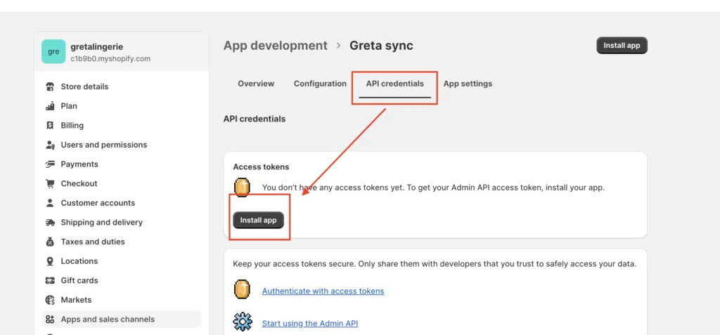 Hur använder man vårt Shopify-synkroniseringssystem? Installera autentiseringsuppgifter