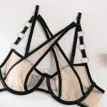 Ensemble de soutien-gorge et culotte modernes en biscuit, vente en gros, avec soutien-gorge porte-jarretelles