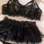 Venta al por mayor Conjunto de lencería con aros de encaje floral negro Detalles Mostrar