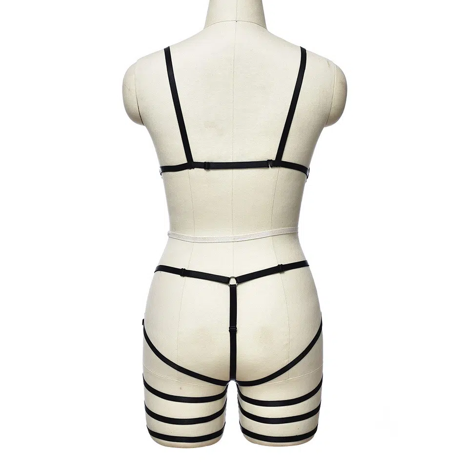 Engros-sort sele-bodysuit med hele kroppen strømpebånd tilbage Display