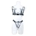 Wholesale Black Pearl Bra and Underwear Set in Tulle Back View Wholesale Black Pearl Bra and Underwear Set in Tulle Back View