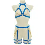 Ensemble de soutien-gorge harnais à chaîne bleue en gros avec conception à bretelles