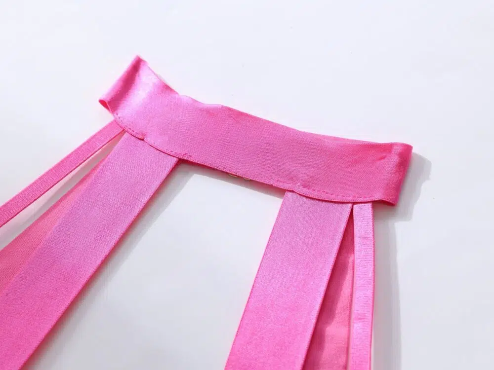 Wholesale HotPink Spandex Female Bodysuit with Hollow Design Harter Details