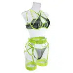 Ensemble soutien-gorge et culotte modernes Lime, vente en gros, avec jarretière, vue latérale