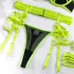 Ensemble soutien-gorge et culotte modernes Lime, vente en gros, avec porte-jarretelles