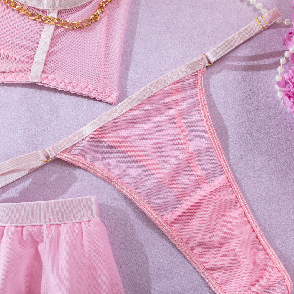 Grossistförsäljning rosa korsetttopp med meshärmar Trosa Show