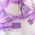 Wholesale Purple Pearl Bra and Underwear Set in Tulle Back Bra Details Wholesale Purple Pearl Bra and Underwear Set in Tulle Back Bra Details