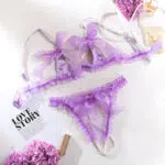 Wholesale Purple Pearl Bra and Underwear Set in Tulle Over View Wholesale Purple Pearl Bra and Underwear Set in Tulle Over View