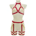 Ensemble de soutien-gorge harnais à chaîne rouge en gros avec conception à bretelles