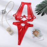 Grossist röd spandex kvinnlig bodysuit med ihålig design Overvire