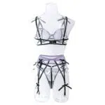 Wholesale Sheer Lace Bra and Panty Set with Matching Suspender Back Model Display