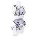 Wholesale Sheer Lace Bra and Panty Set with Matching Suspender Side Model Display