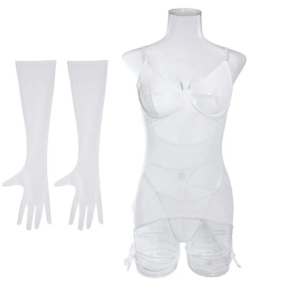 Wholesale Sheer Mesh Chemise Set for Wedding Night Front View