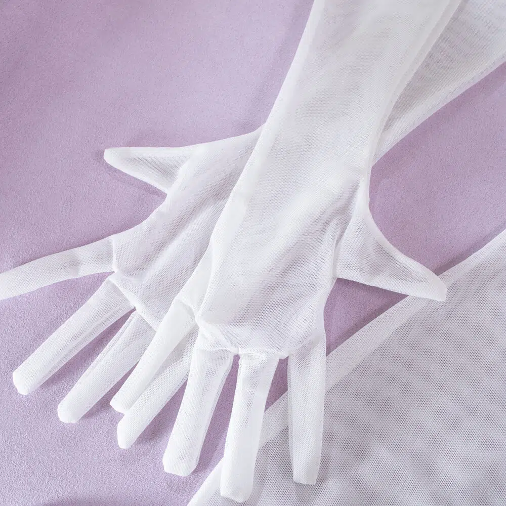 Wholesale Sheer Mesh Chemise Set for Wedding Night Gloves Details