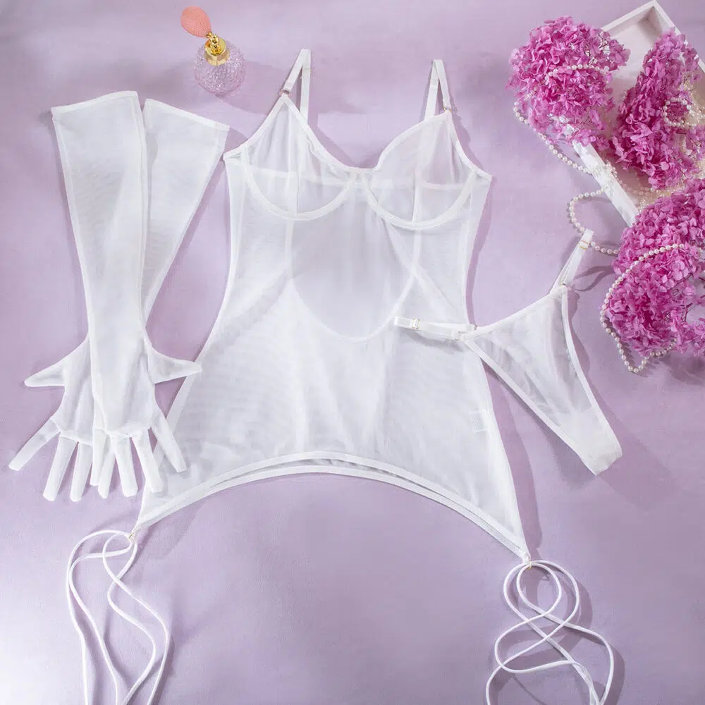 Wholesale Sheer Mesh Chemise Set for Wedding Night Over View