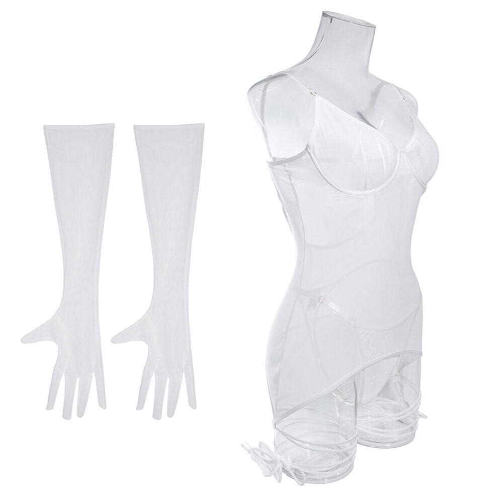 Оптовый комплект сорочки из прозрачной сетки для брачной ночи, вид сбоку