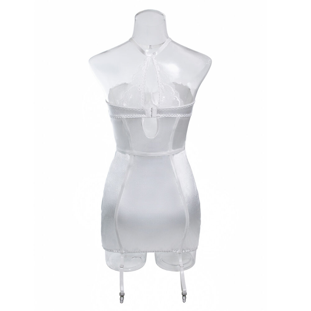 Wholesale White Bridal Chemise with Sexy Lace Paneling Back View