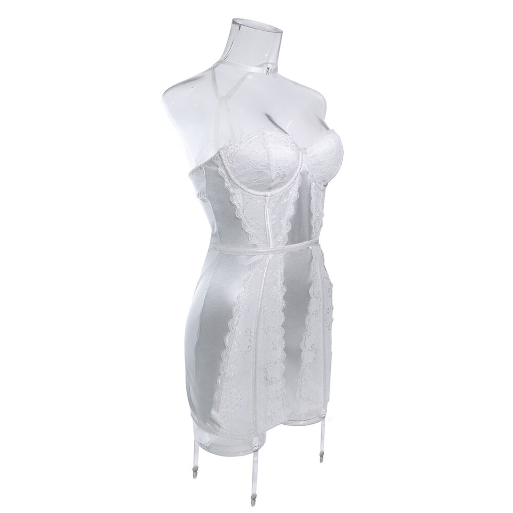 Wholesale White Bridal Chemise with Sexy Lace Paneling Side View