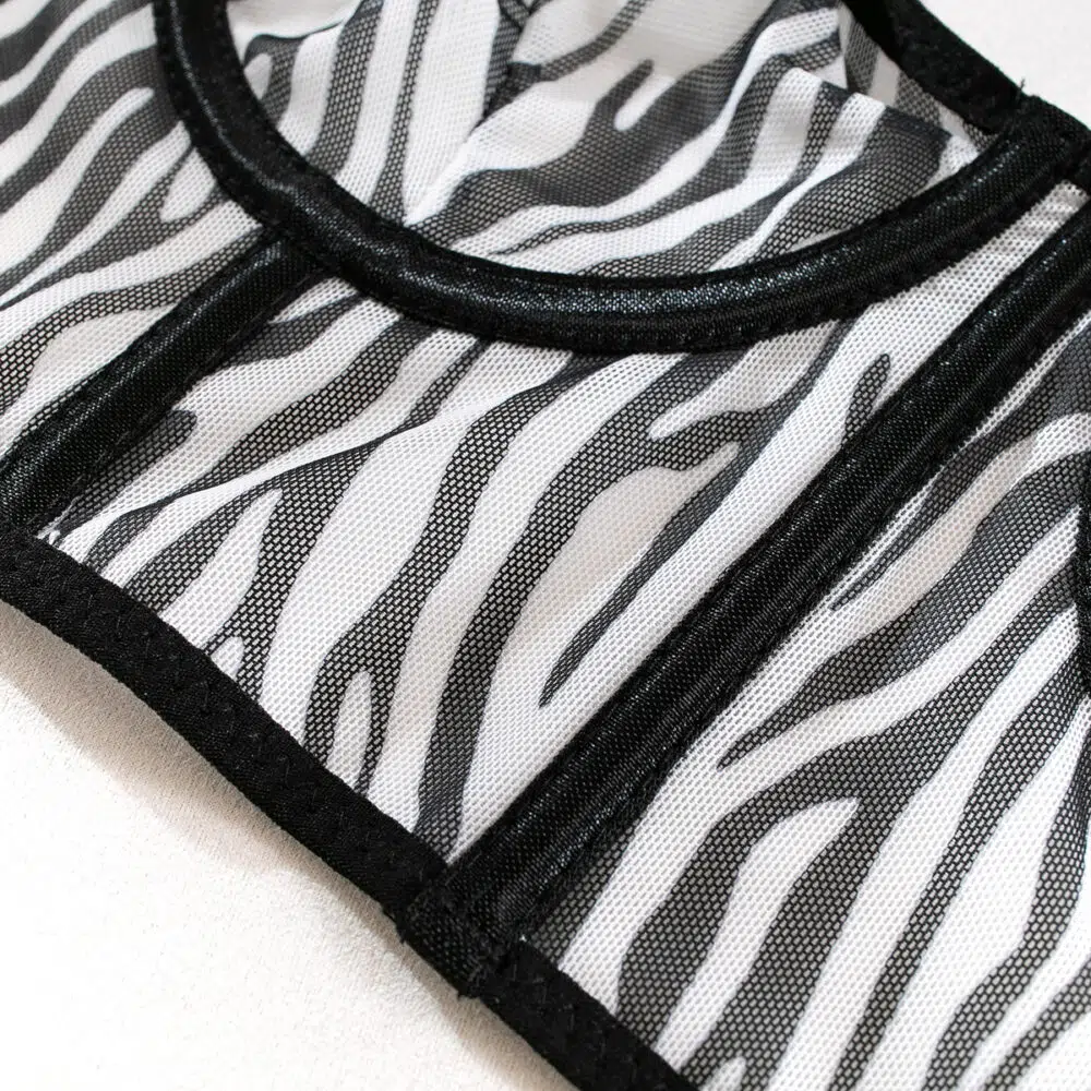 Tukku Zebra Print -korsettitoppi mustilla pitsillä
