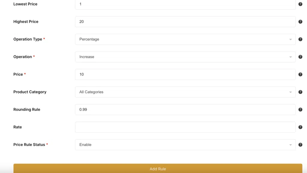 Hur använder man vårt Shopify-synkroniseringssystem? fastställande av prisregeln