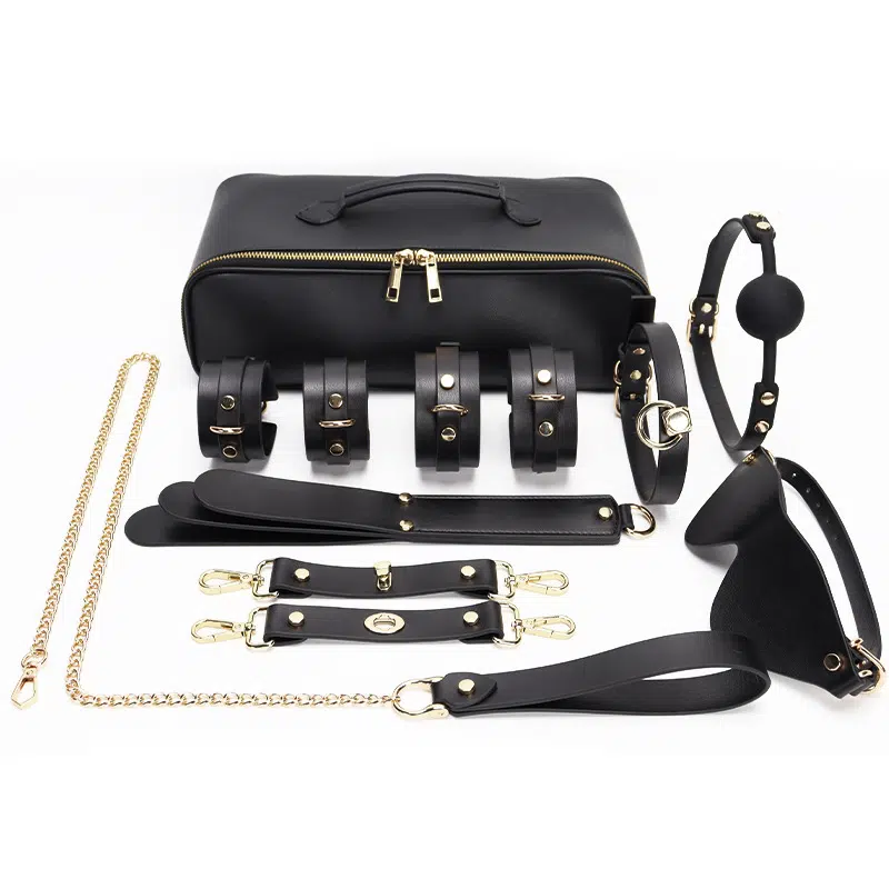 Musta tukkunahkainen Bondage Restraints Starter Kit01
